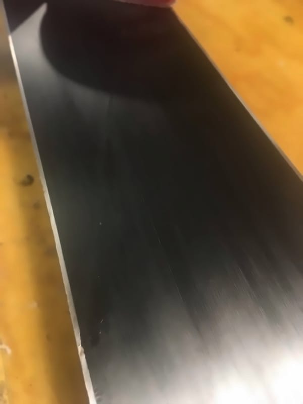 Finished ski base after the edge tune and hot wax